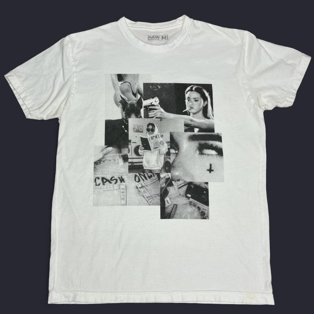 RAW Exclusives “Cash Only” Graphic Tee | White | Medium | 100% Cotton